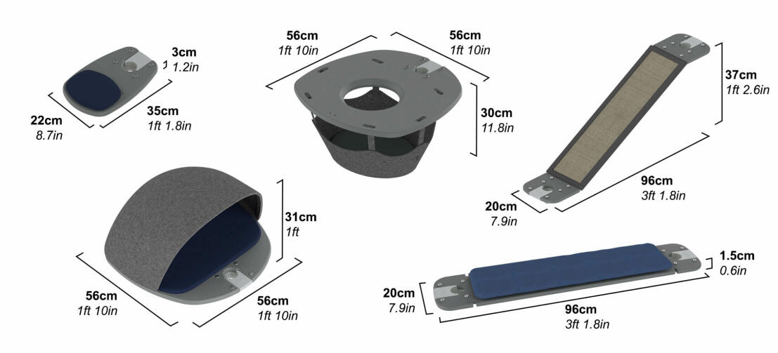 Accessoires pour arbre à chat extérieur personnalisable dimensions