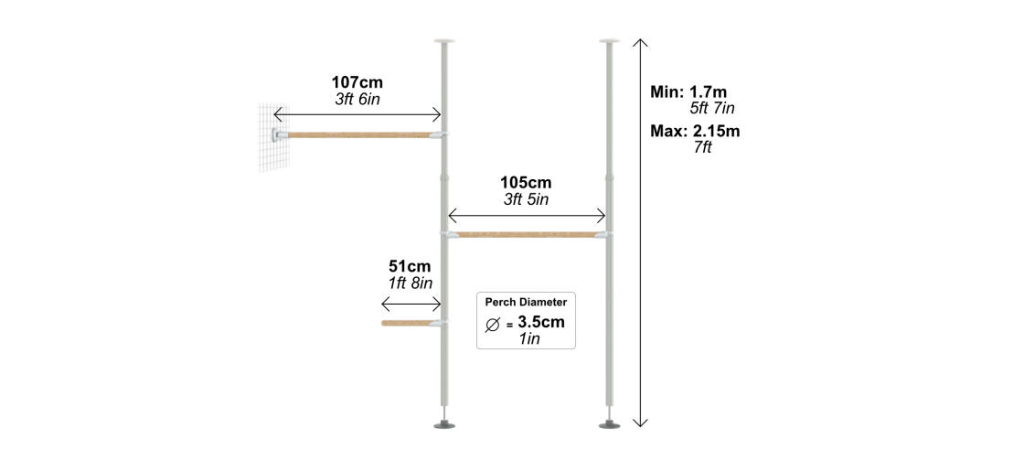 Poletree dimensions du système de perchoir pour poules