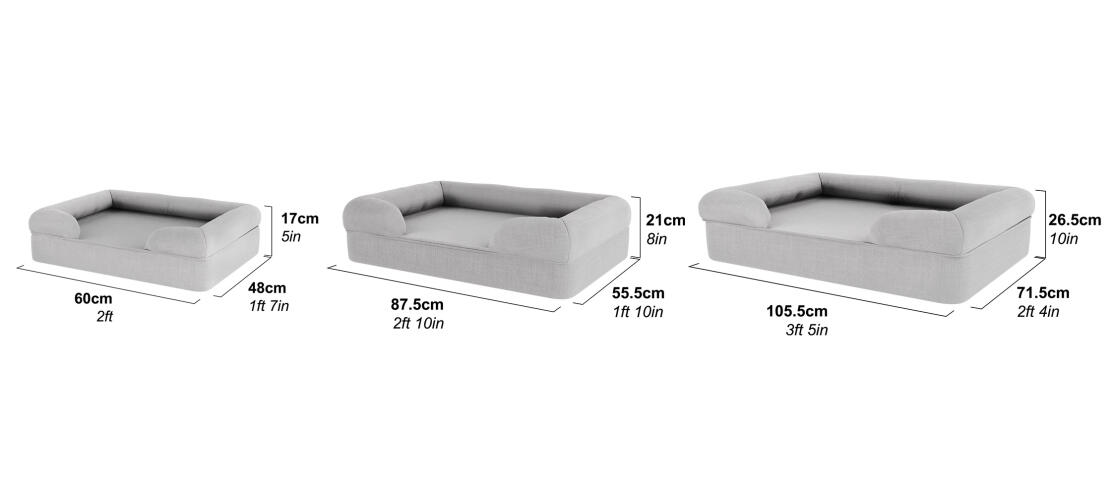 Omlet dimensions du lit à traverses pour chiens en mousse à mémoire de forme