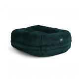 Omlet Lux ury super soft donut cat bed in peacock blue colour