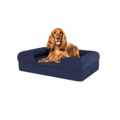 Chien assis sur un traversin en mousse à mémoire de forme de taille moyenne bleu nuit