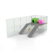Zippi plate-forme avec deux rampes un abri et un tunnel et une friandise Caddi
