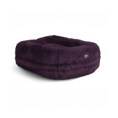 Omlet Lux ury super soft donut cat bed in fig purple colour