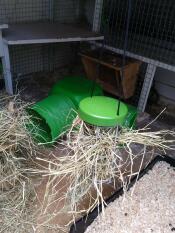 Pas seulement pour les poulets, un brillant râtelier à foin suspendu pour les lapins