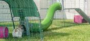 Bunnie in a rabbit run avec Zippi tunnel pour lapins et accessoires