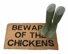 Attention aux poulets tapis de porte avec bottes en caoutchouc