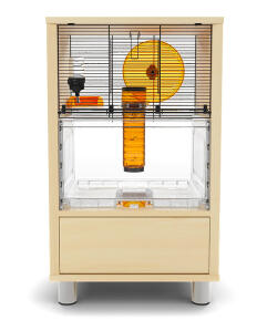 Cage Qute avec rangement - Pour hamsters et gerbilles - Coloris bouleau
