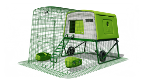 Poulailler Eglu Cube avec enclos (2 m) et roues – Vert