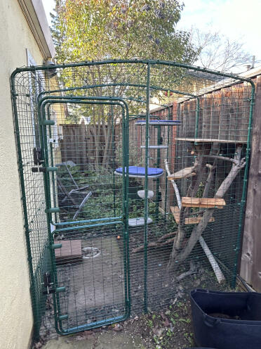 Le catio s'intègre parfaitement entre la maison et la clôture