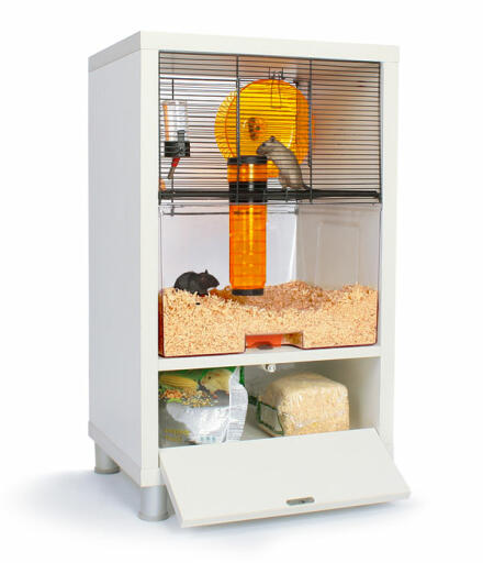 Blanc Qute cage à hamster avec rangement ouvert