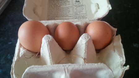 trois premiers œufs - le gros était un double jaune!