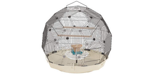 Omlet Geo cage à oiseaux avec cage noire et base crème