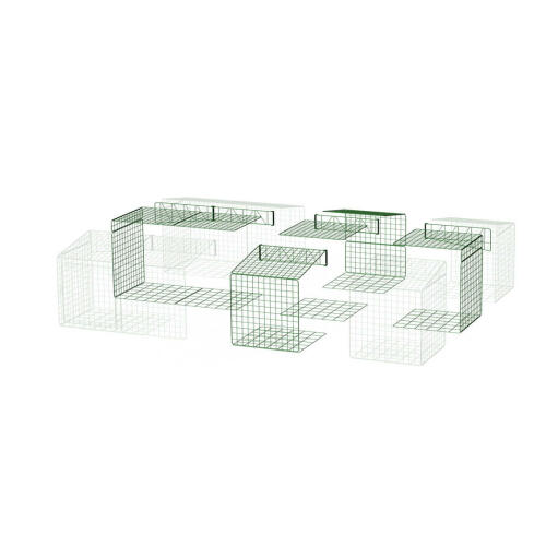 Un diagramme d'un walk in in run changeant de taille d'un 3x2x1 à un 4x3x1