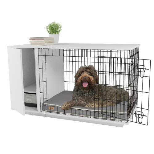 Fido Studio 36 caisse pour chien avec armoire blanche