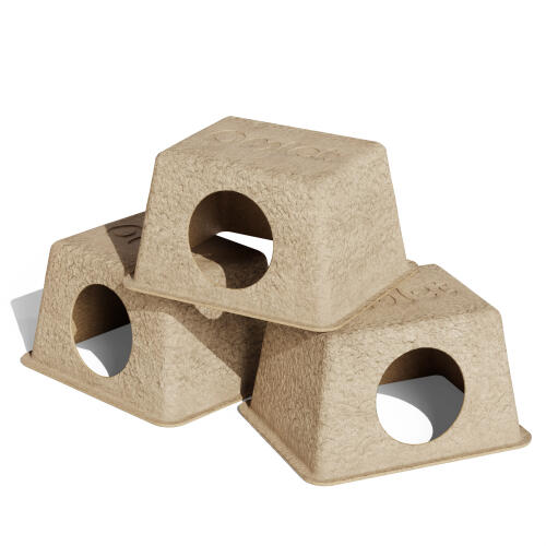 Paquet de trois cachettes compostables pour hamster