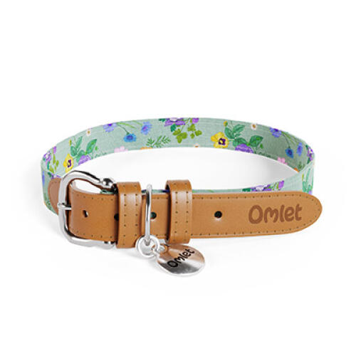 Grand collier pour chien en vert et imprimé floral multicolore gardenia sage par Omlet.