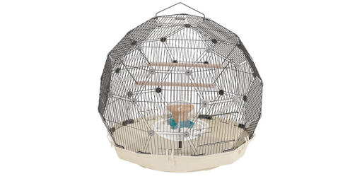 Omlet Geo cage à oiseaux avec cage noire et base crème