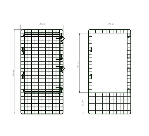 Le panneau de porte grillagé du parcours pour lapins.