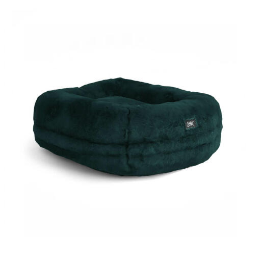 Omlet Lux ury super soft donut cat bed in peacock blue colour