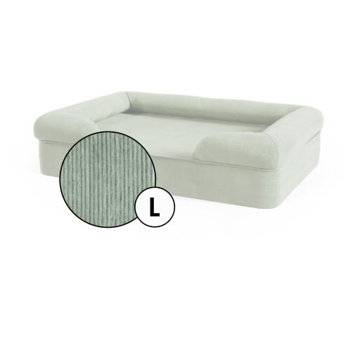 Grand lit pour chien en velours côtelé, teinte vert mousse par Omlet.