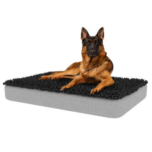 Grand lit pour chien Topology avec surmatelas en microfibre gris