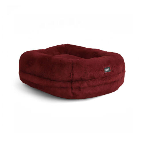 Omlet Lux ury super soft donut cat bed in ruby red colour