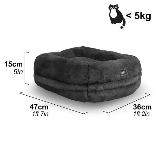 Image montrant les dimensions du lit pour chat super doux donut
