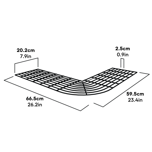 Dimensions de l'angle de la jupe du panneau de roulement (114.1217)