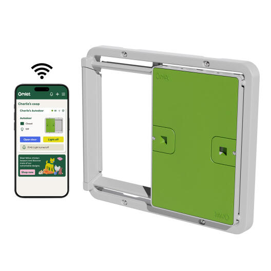 Porte de poulailler automatique intelligente verte avec Omlet app