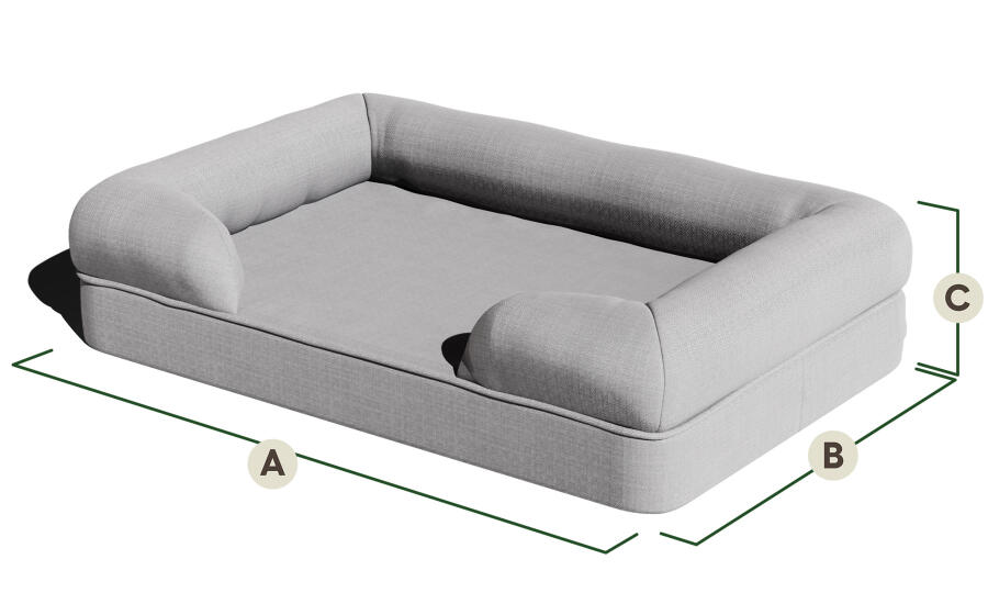 Dimensions extérieures pour Omlet bolster dog bed.