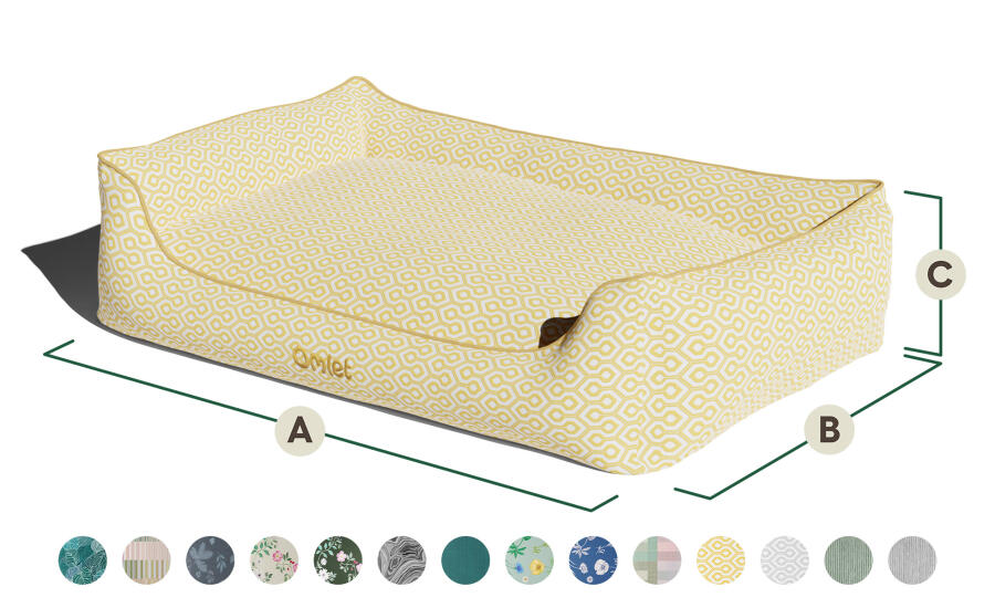 Dimensions du lit pour chien Omlet nest - anciens inserts.
