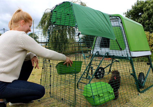 Le Poulailler Eglu Go UP vert illumine votre jardin et les poules l'adorent