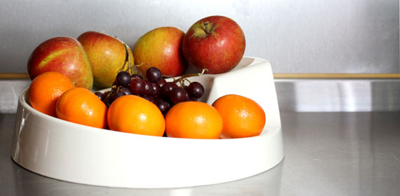 Cream Rollabowl Fruit Bowl in the kitchen