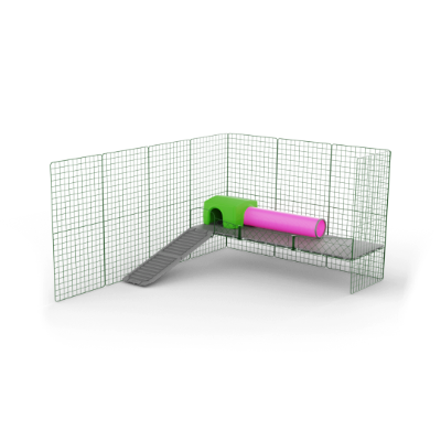 Plateformes Zippi pour cochons d'Inde – pack de 3 panneaux avec abri vert et tunnel Zippi