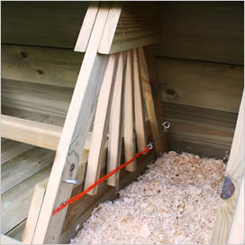 Nest box shutters in Boughton chicken coop.