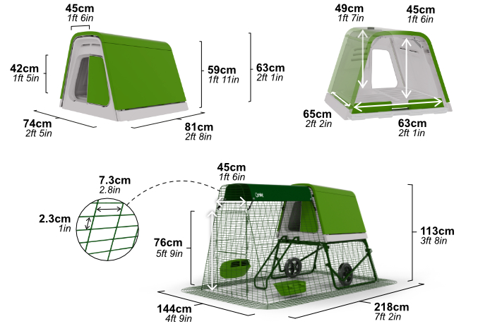 Dimensions du poulailler design Eglu Go UP