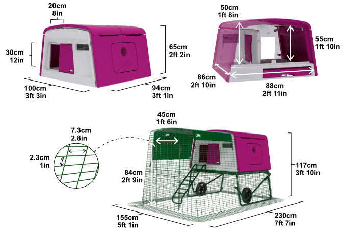 Le poulailler Eglu Cube est facile à assembler. Voici ses dimensions