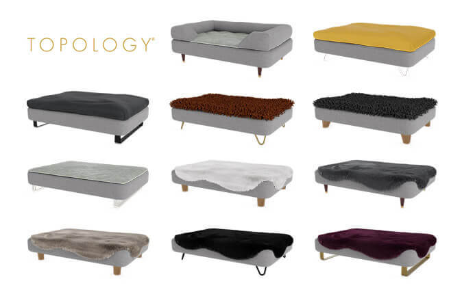 Un matelas, cinq styles différents, beaucoup de couleurs et neuf pieds disponibles ! / matelas pour chien déhoussable