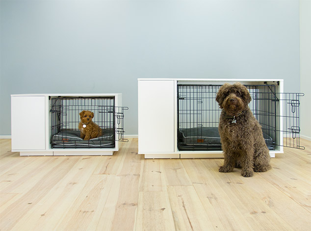 niche-interieur-blanche-pour-chien / cage d intérieur pour chien