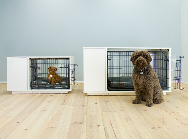 niche-interieur-blanche-pour-chien / cage pour chien maison