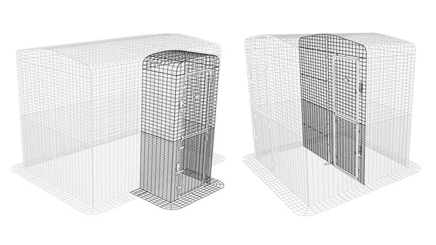 Graphic showing the Porch and Partition for the Outdoor Cat Run