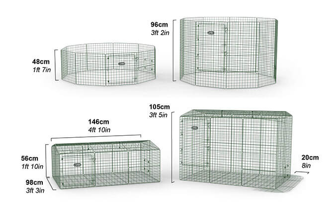 Dimensions des Cages pour lapins et parcs pour lapin exterieur Zippi / parc pour lapin exterieur